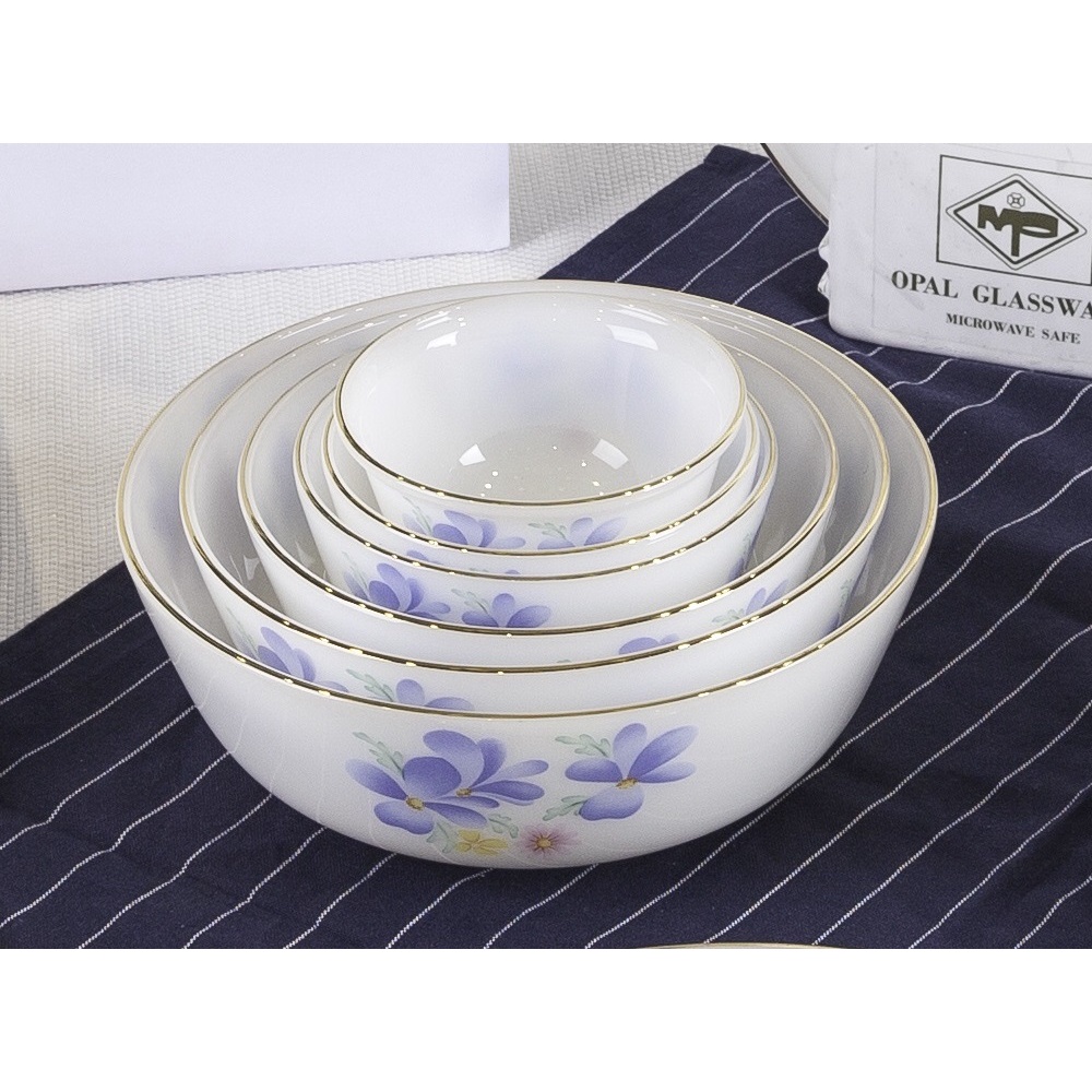 Tô khum / Tô sâu viền vàng 22K họa tiết hoa màu xanh Thủy Tinh Ngọc USA Homeset cao cấp nhập khẩu chính hãng