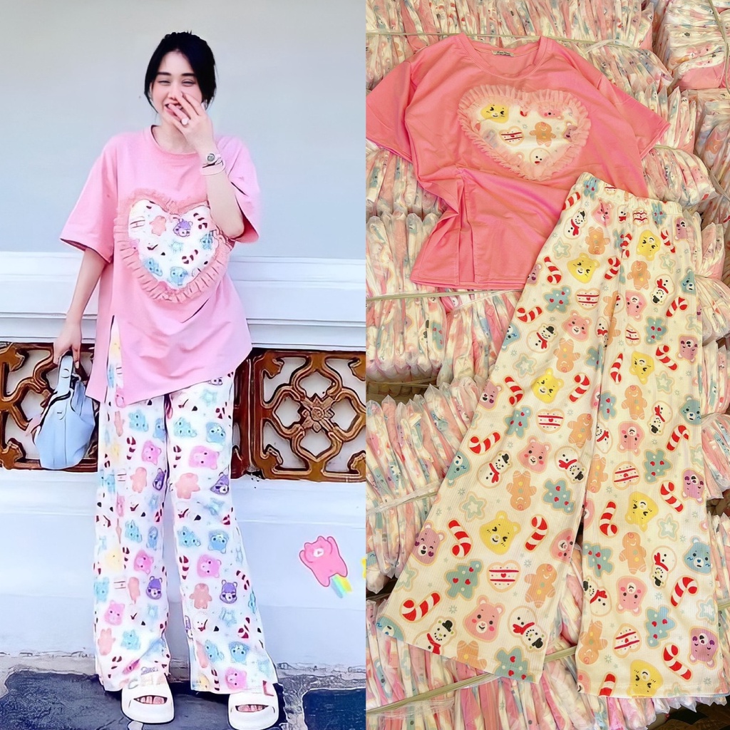 Set đồ bộ nữ tay ngắn quần dài đồ ngủ mặc ở nhà đi chơi