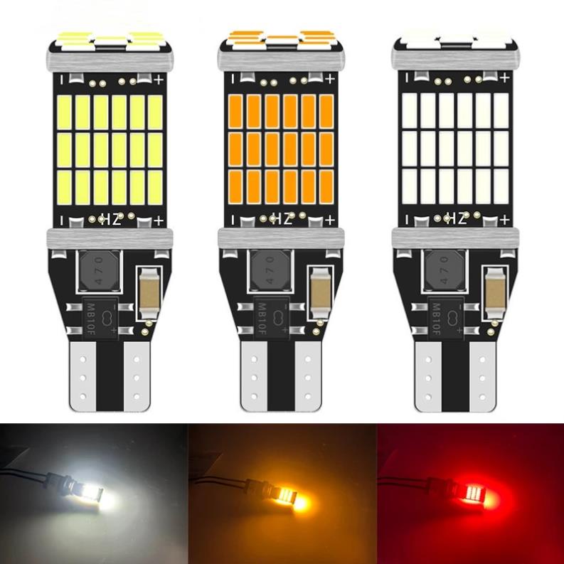 Đèn LED Chân T15/T10 Dùng Thay Thế Đèn Báo Rẽ, Xi Nhan, Đèn Lùi Cho Ô Tô, Xe Máy 45 Mắt Chip 4014