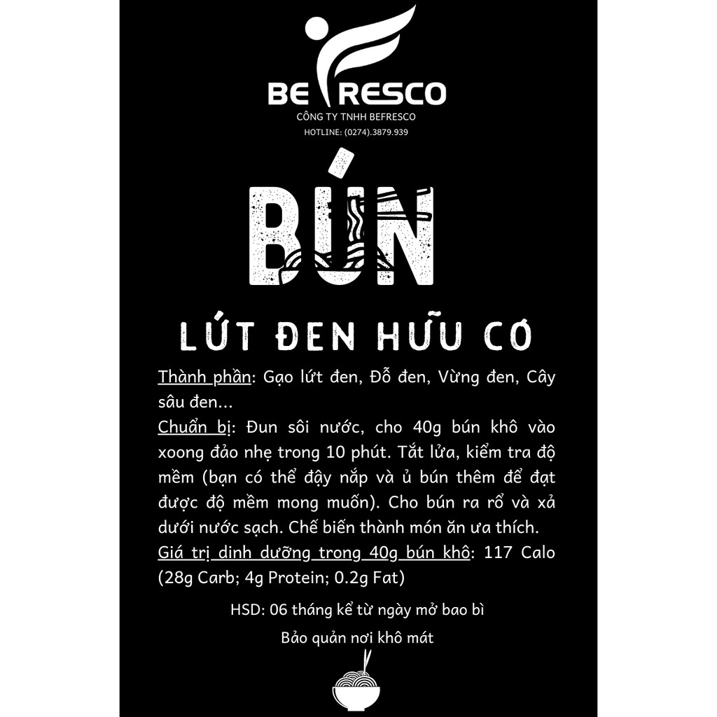 Bún Gạo Lứt Đen Ăn Kiêng 500g - Be Fresco VN