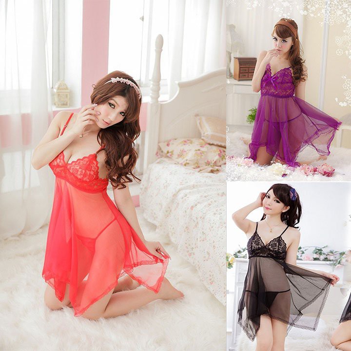 Đầm ngủ sexy ⚡mỏng kèm quần chip⚡ (SEXY MỎNG nhiều màu) | BigBuy360 - bigbuy360.vn