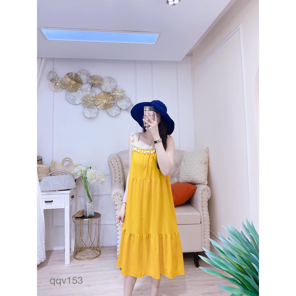 Váy bầu 2 dây bản to dáng suông- đầm bầu thiết kế trẻ trung V213