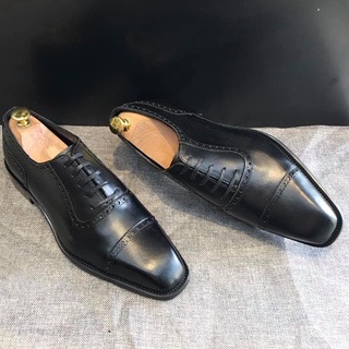 Giày da nam kiểu Oxford cao cấp đế gỗ phíp da bò thật bh 1 năm - Mã T150