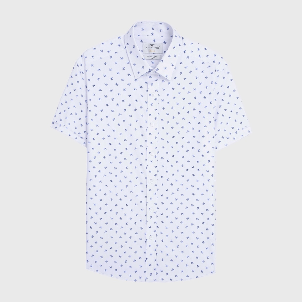 [MẪU MỚI] Áo sơ mi nam ngắn tay ARISTINO in họa tiết xanh trẻ trung, lịch lãm - ASS176S2