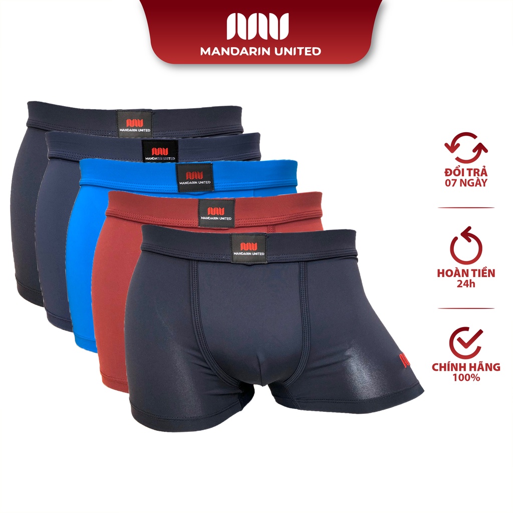 Combo 5 quần lót nam MANDARIN sịp đùi trơn vải thun lạnh co giãn đa chiều - 02222