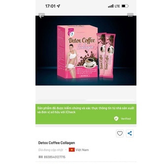 Detox Cà Phê Giảm Cân Colagen Hộp 10gói Giảm Mạnh