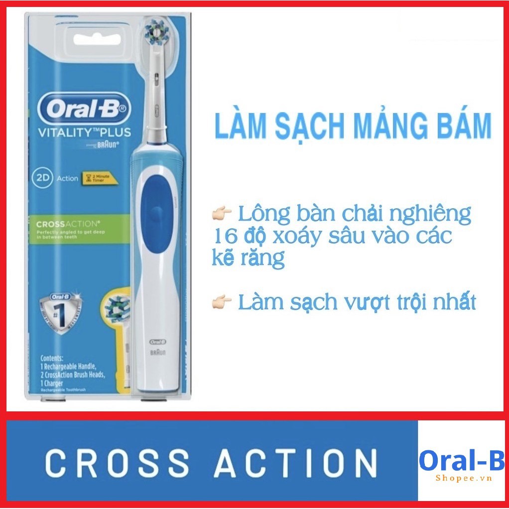 Bàn chải đánh răng điện Oral-B (ÚC) chính hãng - Dành cho người lớn, trẻ em - Giúp sạch mảng bám, chống viêm nướu