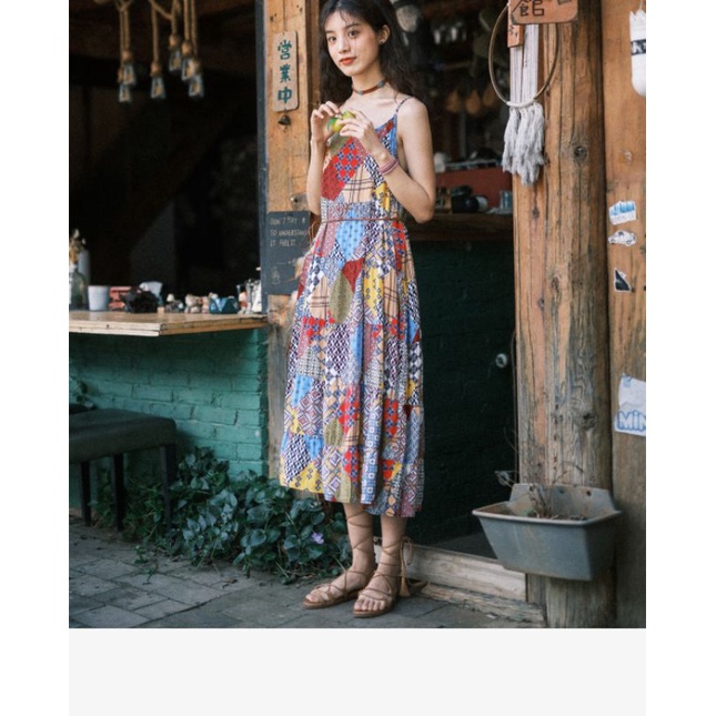 SET BOHO MẪU MỚI: ĐẦM HAI DÂY THỔ CẨM FORM RỘNG MẶC ĐƯỢC HAI KIỂU PHỐI ÁO CARDIGAN KIỂU SIÊU XINH