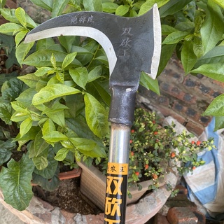 Dao liềm rìu 2 lưỡi phát cỏ gặt, bổ chặt đa năng thép có cán 40cm