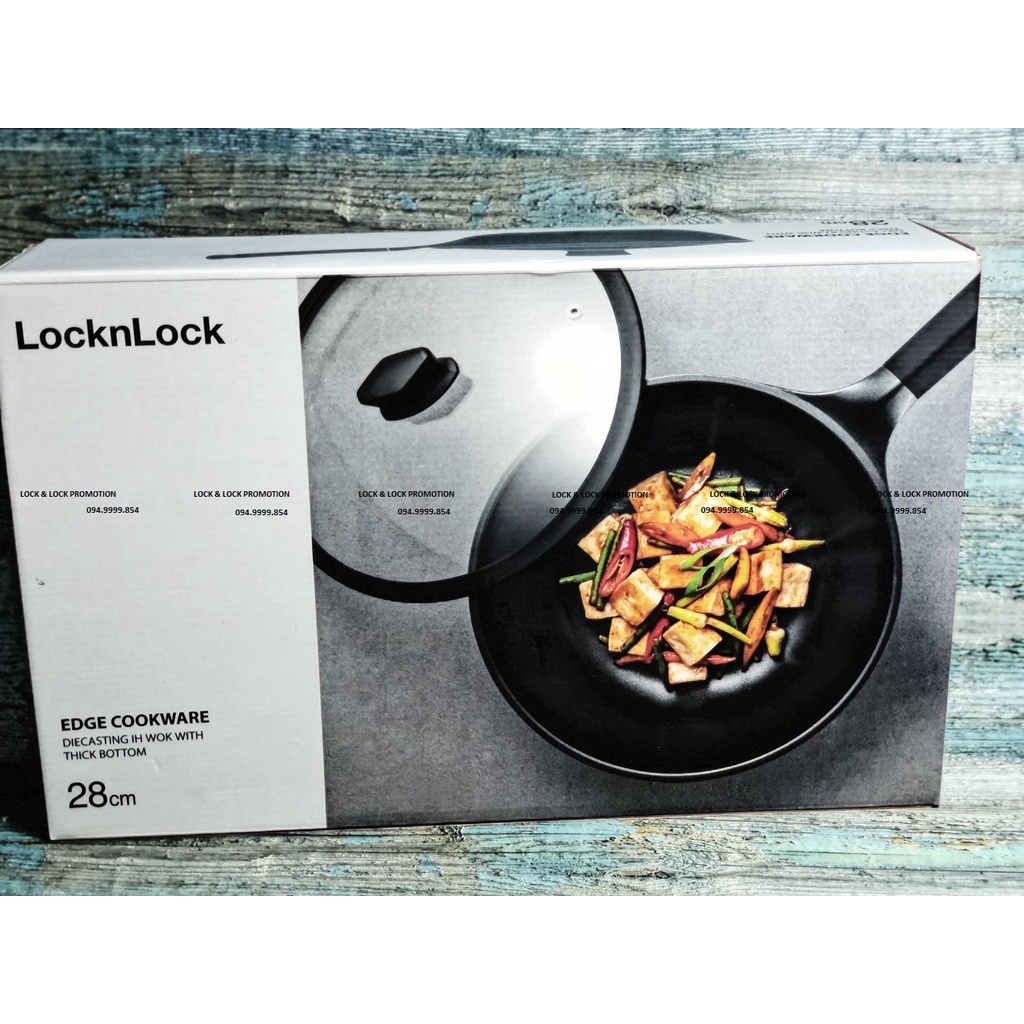 Chảo Lock&amp;Lock EDGE 28cm sâu lòng nắp kính Lock&amp;Lock CAW2811