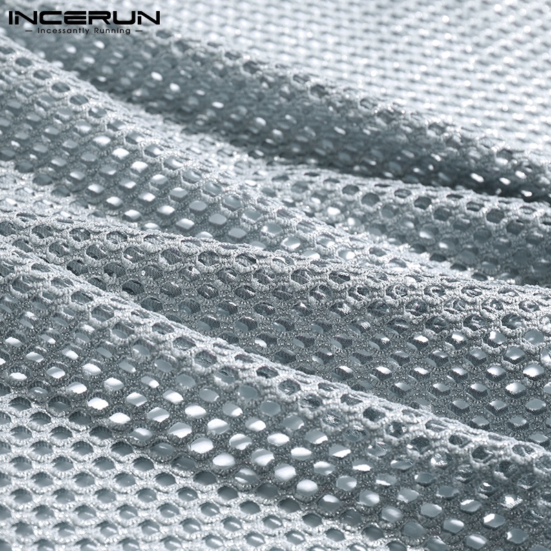 Áo tanktop INCERUN sát nách dáng rộng phối lưới thoáng khí thời trang đi biển dành cho nam