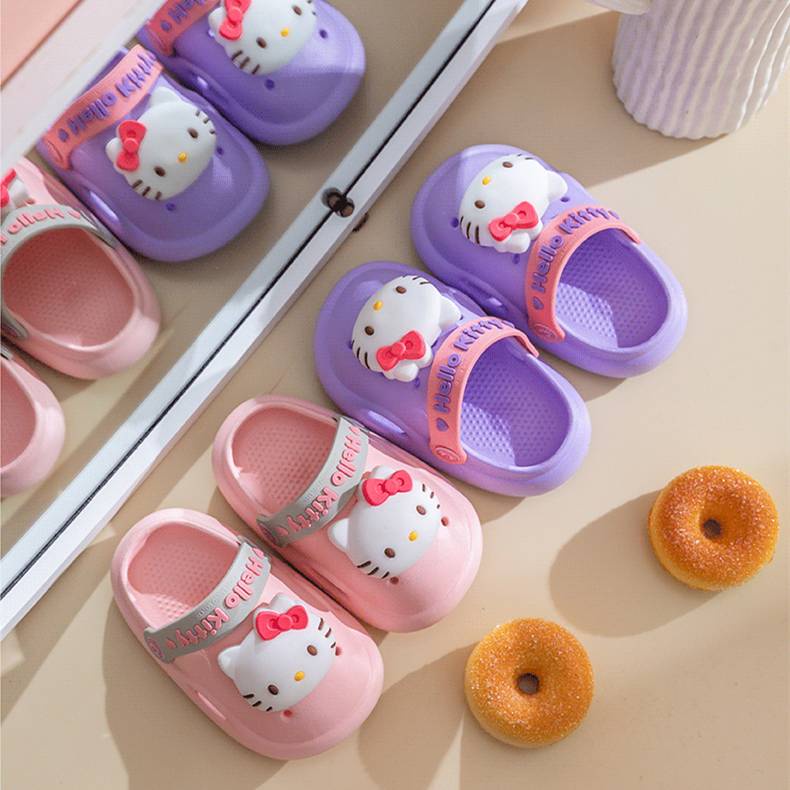 SANRIO Dép Crocs Đế Mềm Chống Trượt Hình Hello Kitty Cho Bé Gái