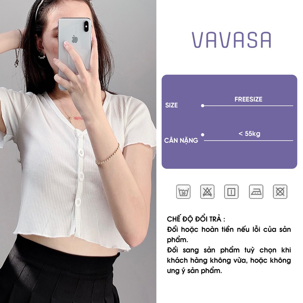 Áo croptop nữ kiểu ôm tay ngắn cổ tim bigsize thun body VAVASA CT12 | BigBuy360 - bigbuy360.vn