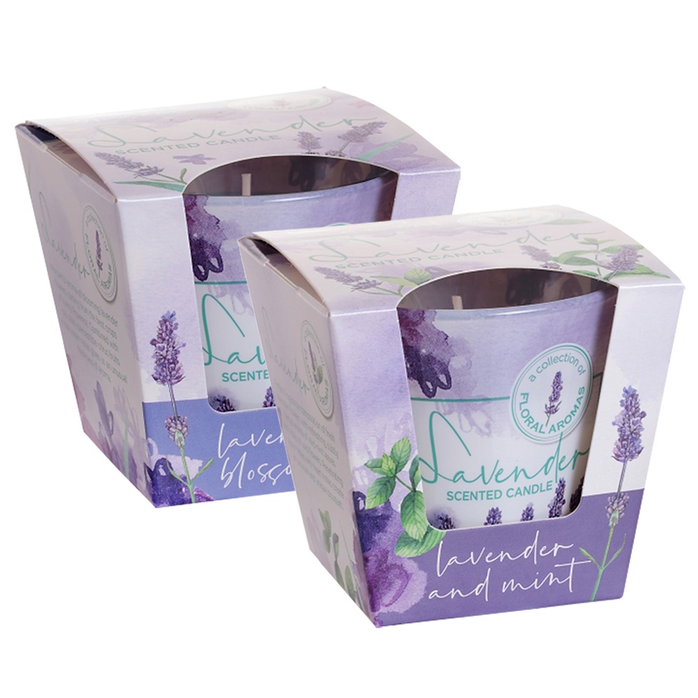 Combo 2 ly nến thơm tinh dầu Bartek Lavender 115g - oải hương, bạc hà, thơm phòng, khử mùi, không khói