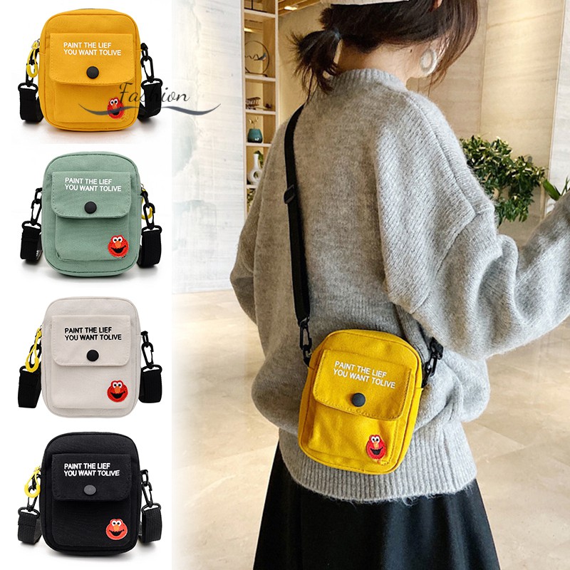 VN (Hàng Mới Về) Túi Đeo Chéo Mini Bằng Vải Canvas Thời Trang Dành Cho Nữ