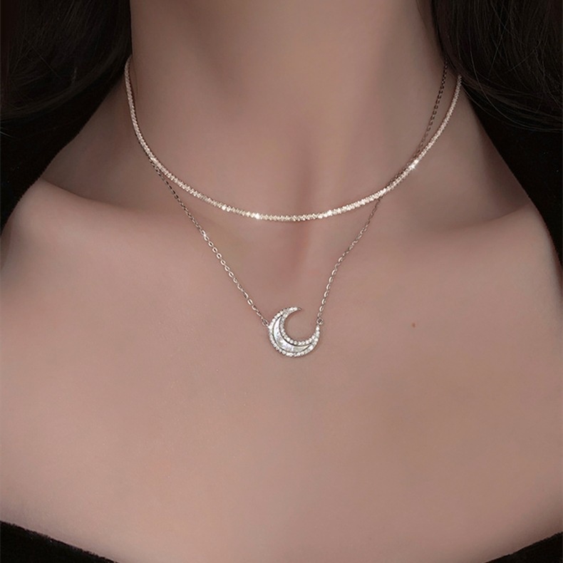 Vòng cổ Hai Lớp Đính Đá Lấp Lánh Phong Cách Harajuku Sang Trọng