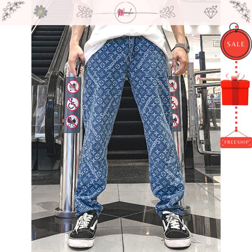 Quần Jeans LV Ống Đứng In Họa Tiết Phong Cách Hàn Quốc Size S,M,L,XL,XXL | BigBuy360 - bigbuy360.vn