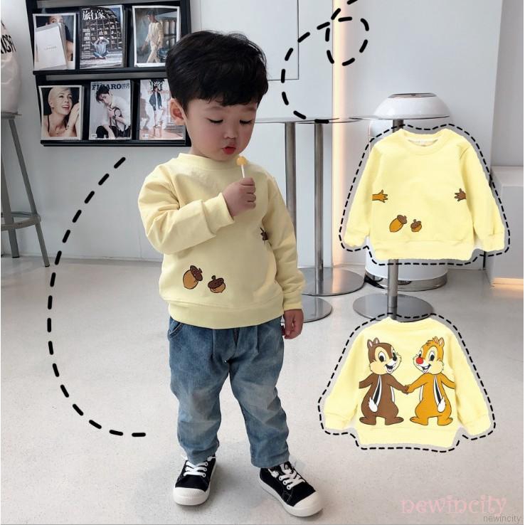 Áo thun tay dài hoạ tiết hoạt hình phong cách Hàn Quốc cho bé