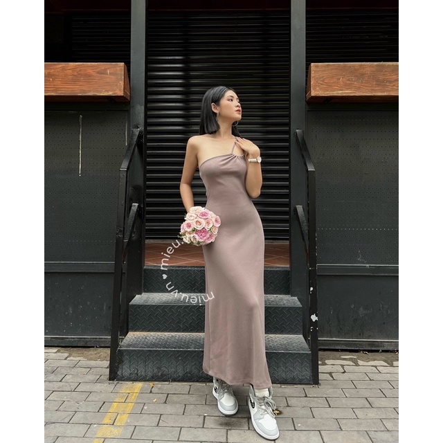 Đầm body nữ thun thiết kế dây đôi lệch vai tôn dáng chữ S siêu mượt mà MIEU - JJL20