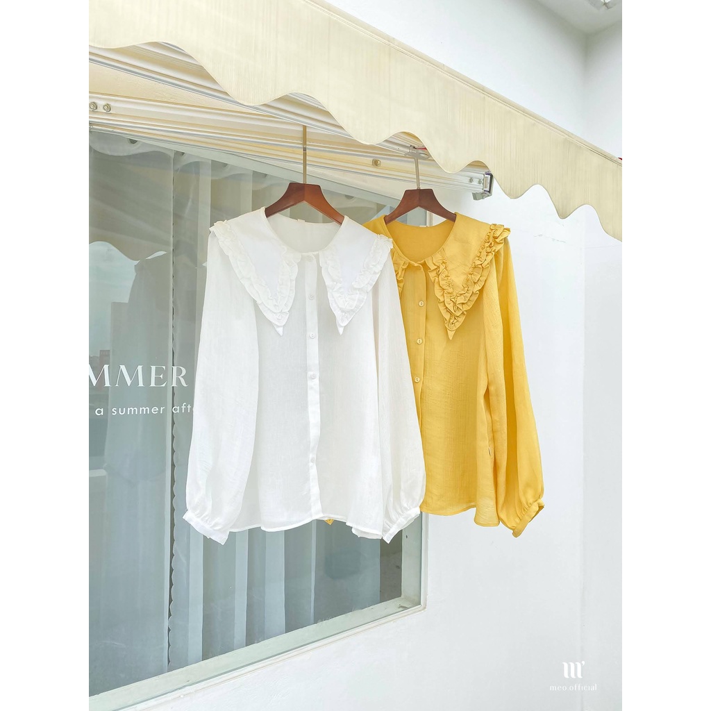 Áo kiểu nữ Méo shop dài tay bồng hoạ tiết phong cách Hàn quốc Anyn