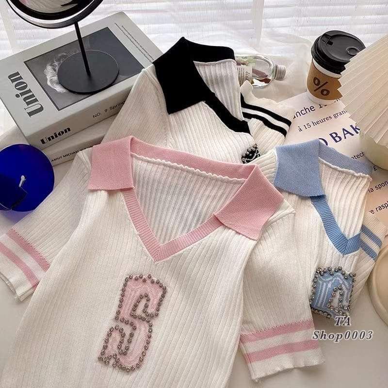 Áo len cổ bẻ số 5 hàng QCL1