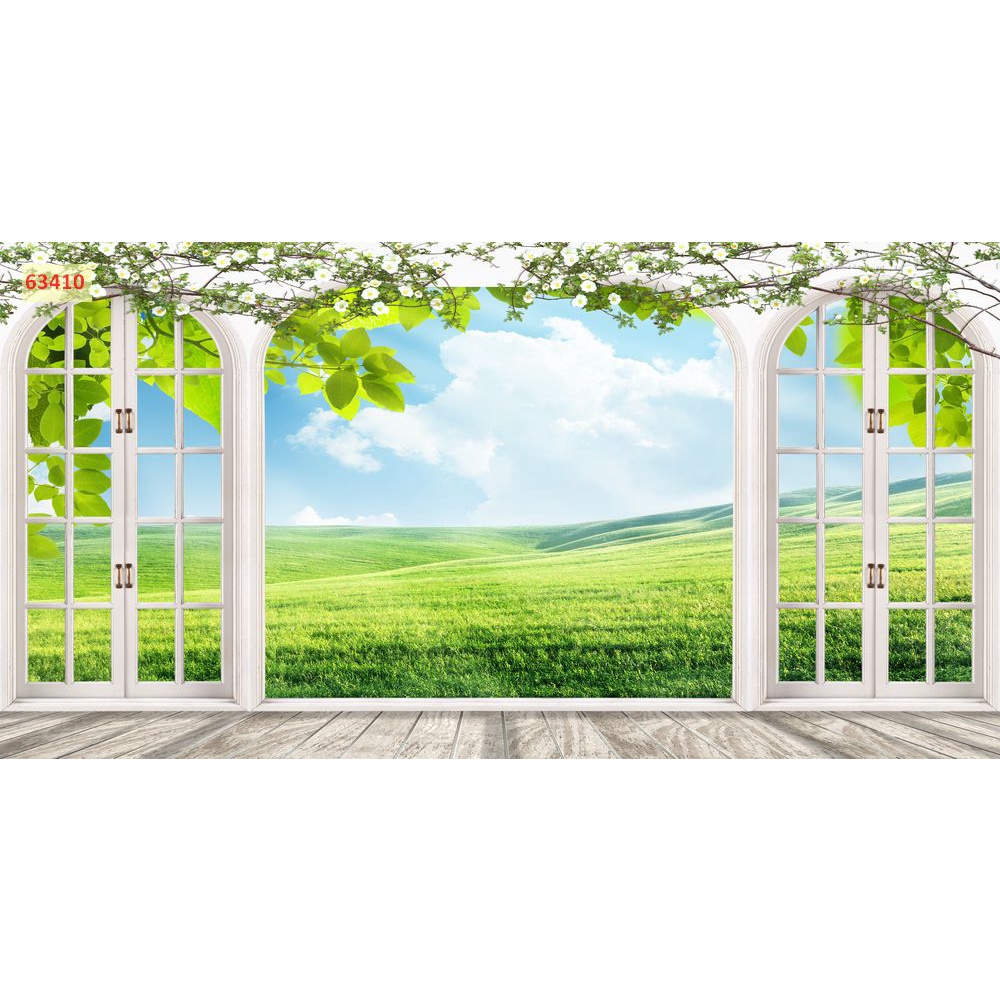 Tranh dán tường 3D khung cửa sổ sang trọng, lịch sự mẫu mã đẹp mắt, phù hợp nhiều không gian