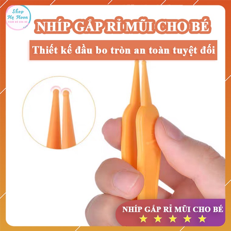 Nhíp gắp rỉ mũi có đầu bo tròn không gây tổn thương đến niêm mạc mũi nhạy cảm của bé