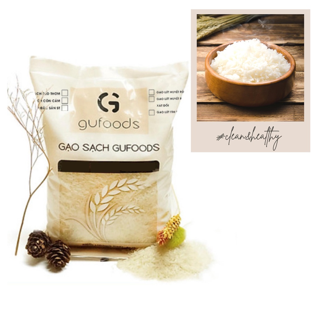 Gạo sạch GUfoods (đài thơm / còn cám / ST / lứt xát dối) (1kg) - Ngon đặc sản, Dẻo, Mềm, Thơm