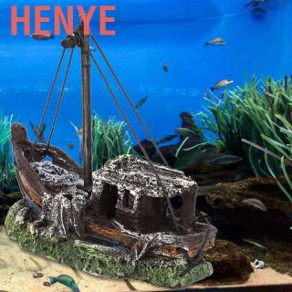 Henye Cá Bể Cá Trang Trí Bể Cá Lớn Cướp Biển Tàu Wreck 12.5x6x10cm Thuyền Nước