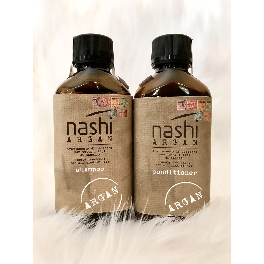 Cặp dầu gội, dầu xả Nashi Argan Classic 200ml phục hồi tóc hư tổn hiệu quả