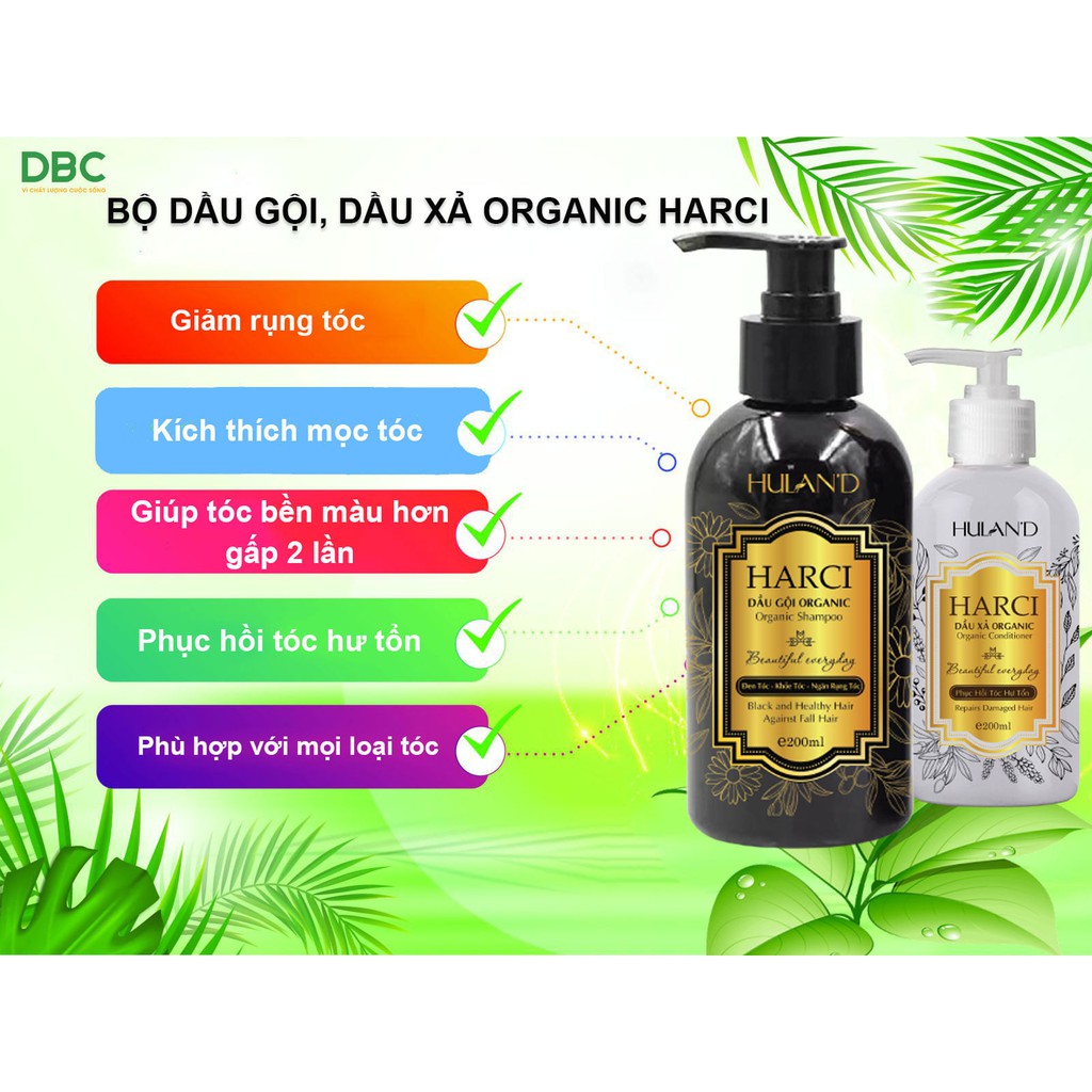 Dầu Gội Thảo Dược Organic Harci DƯỢC BẢO CHÂU Giúp Giảm Rụng Tóc, Mọc Lại Tóc, Đen Tóc, Bền Màu Tóc 200ml TP03-0004