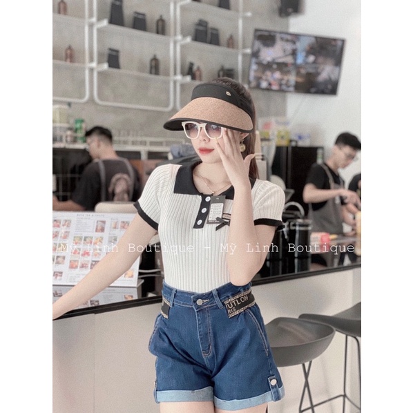 Áo len gân có cổ ôm sát