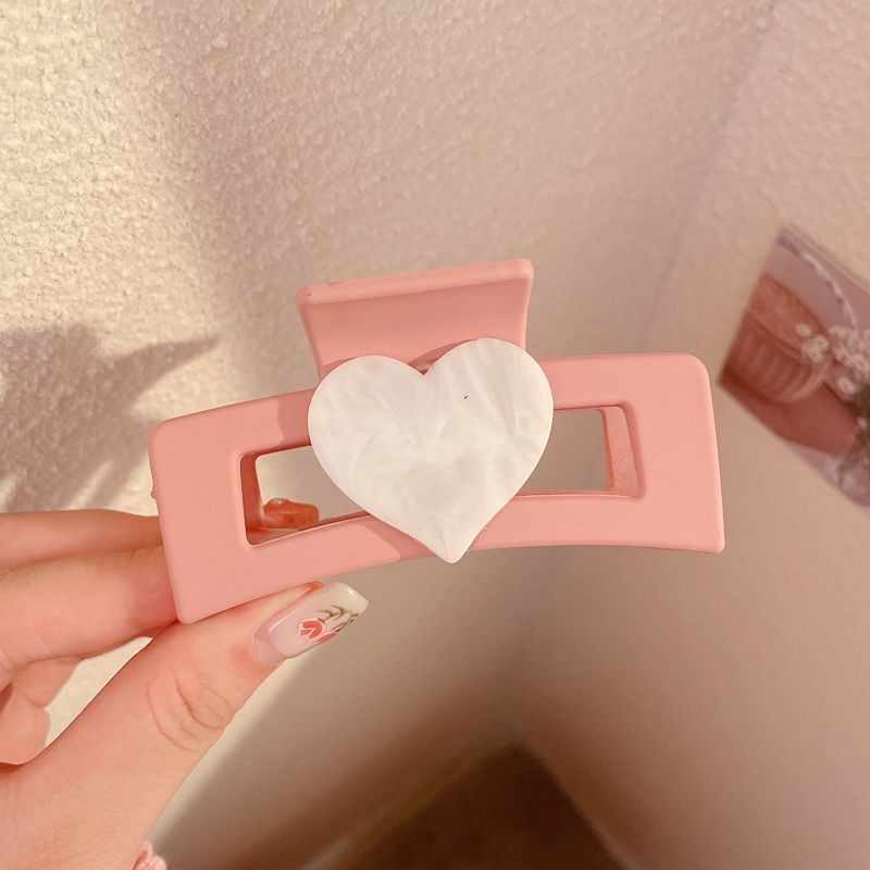 Kẹp Tóc Hình Vuông/Trái Tim Bằng Acrylic Đơn Giản Dành Cho Nữ
