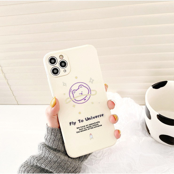 Ốp lưng iphone cạnh vuông hành tinh gấu cho ip 6/6plus/7/7plus/8/8plus/x/xs/11/12/13/pro/max/plus/promax-Awifi-e143