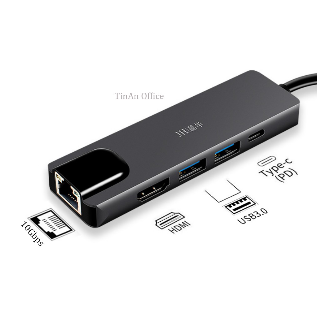 Bộ Adapter cáp chuyển Type-C sang HDMI 4K/USB3/TypeC/10Gbps Ethernet(RJ45 Port), 4 trong 1 cho Macbook, iPad