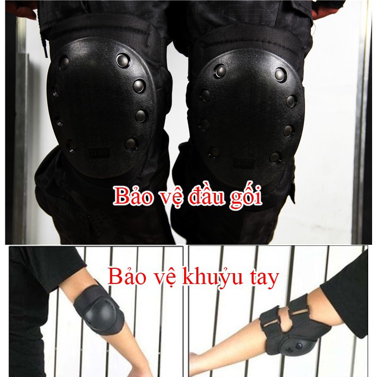 Bộ giáp bảo hộ đi phượt vệ đầu gối khuỷu tay Black Hawl