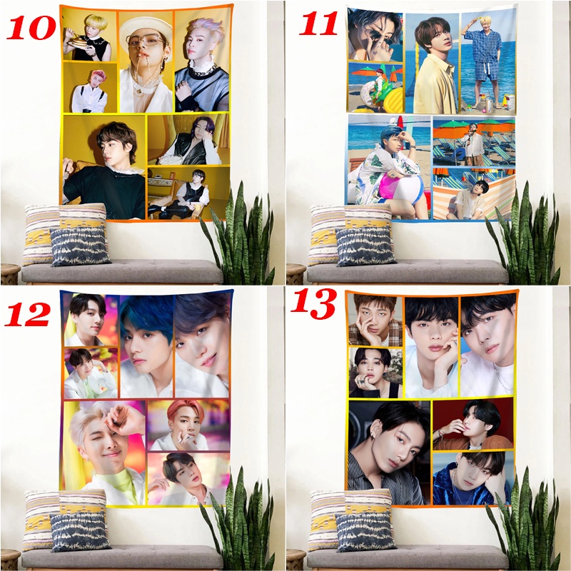 Thảm Treo Tường Trang Trí In Hình BTS Nam-joon Kim ,Seok Jin ,J-Hope, Min Gi ,Ji Min ,Tae Hyung ,Jeon Jung Kook