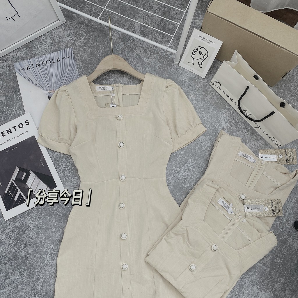 Váy tiểu thư đuôi cá khuy chất đũi mát lịm | BigBuy360 - bigbuy360.vn