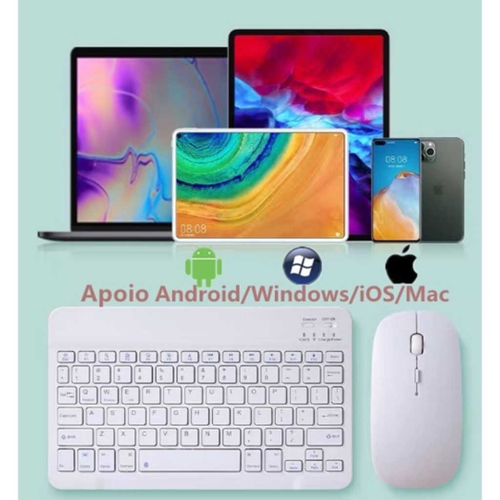 Combo Bàn Phím Và Chuột Bluetooth Không Dây 10 Inch 78 Phím Cho Laptop Ipad Điện Thoại Và Lớp Học Trực Tuyến