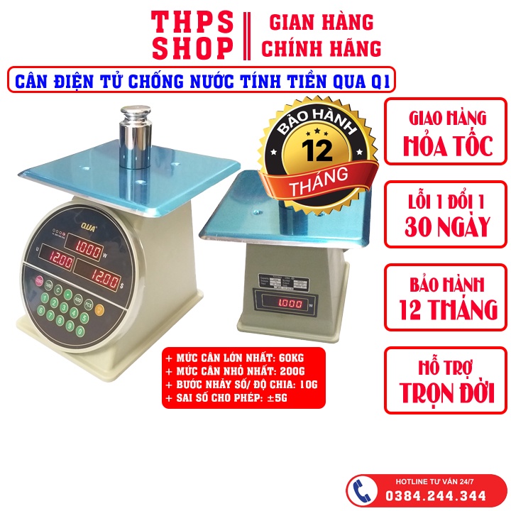CÂN ĐIỆN TỬ CHỐNG NƯỚC TÍNH TIỀN QUA Q1 60KG - KIỂU DÁNG CÂN ĐỒNG HỒ - BÁN HÀNG THỦY SẢN