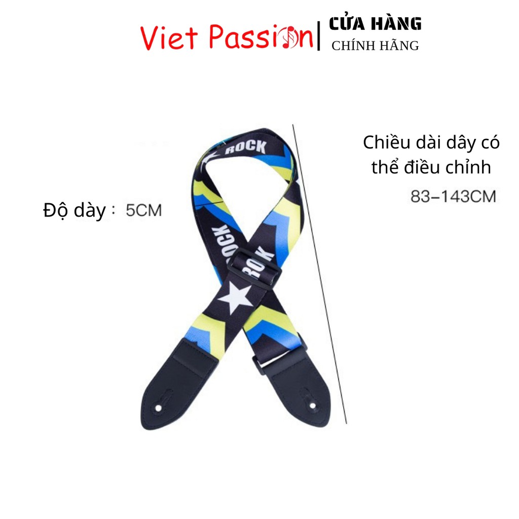 Dây đeo đàn guitar ukulele VD9 đàn classic, acoustic ghi ta bass  ghita điện phối hình dày dặn chắc chắn Vietpassion