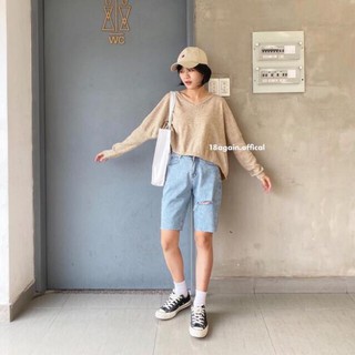 Quần Jeans Ngố Nữ Rách 1 Line