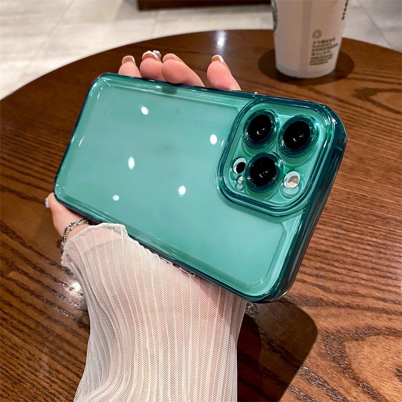 Ốp Điện Thoại Mềm Dẻo Trong Suốt Màu Xanh Lá Dạ Quang Đơn Giản Chống Sốc Cho iPhone 11 11Pro 11promax