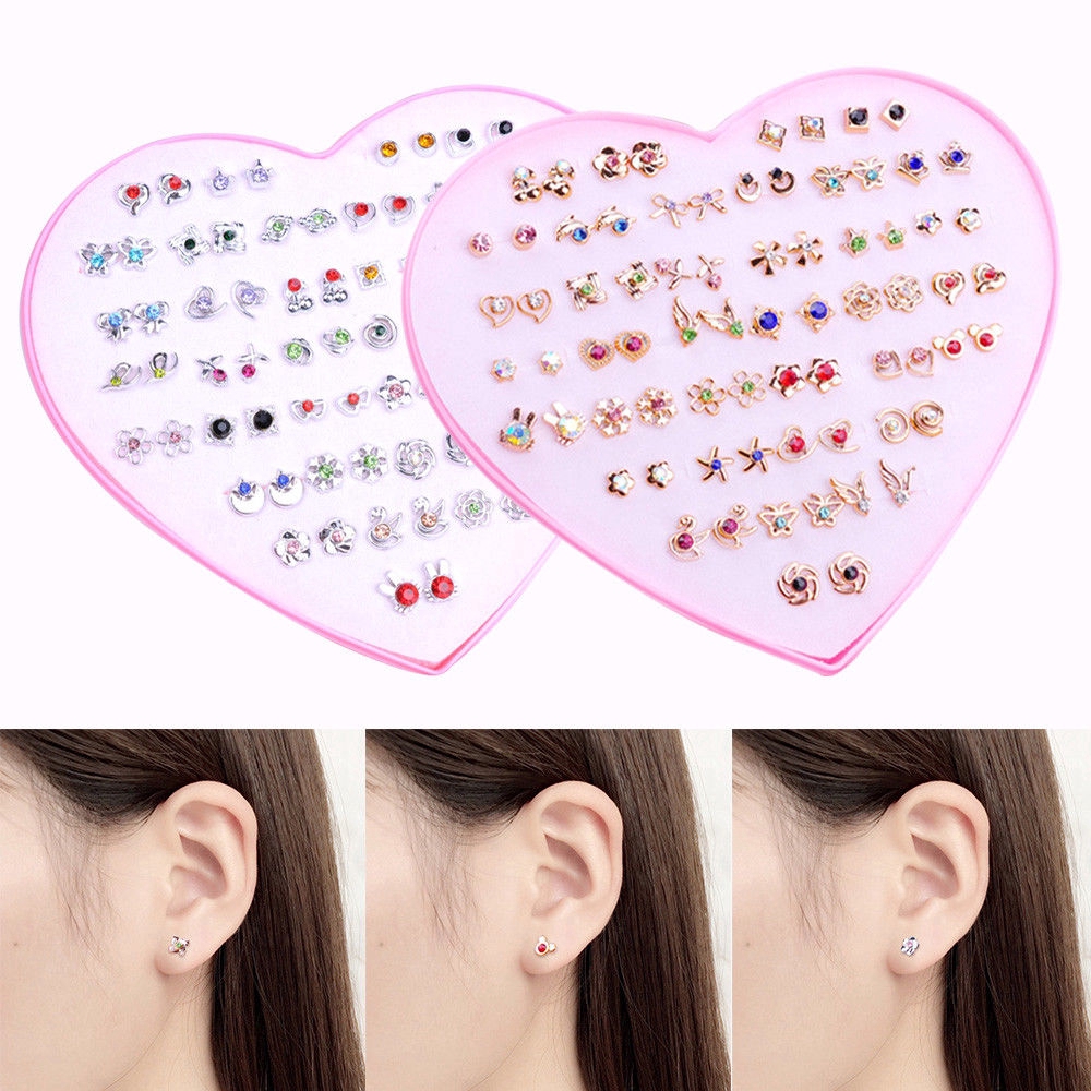 Cod In Stock New 12/36 Korea Simple Women Girls Crystal Diamante Flower Star Stud Earrings Jewelry Set