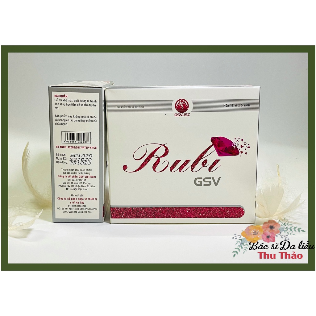 VIÊN UỐNG HỖ TRỢ GIẢM MỤN SÁNG DA RUBI GSV 60 VIÊN