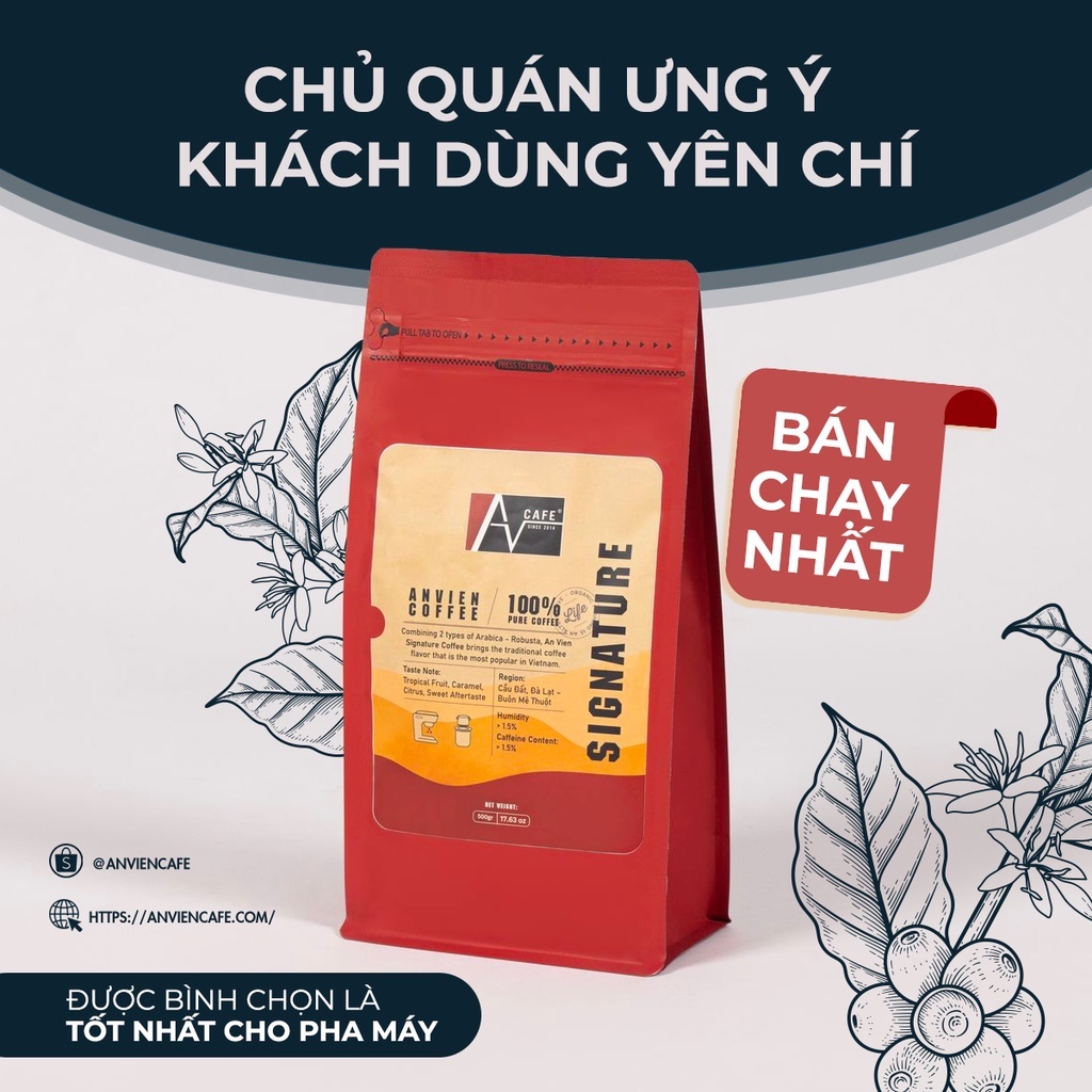 Cà phê bột rang xay Signature An Viên  - Thành phần hạt Robusta & Arabica nguyên chất rang mộc | BigBuy360 - bigbuy360.vn