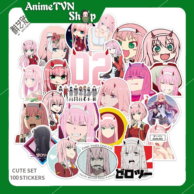 Miếng dán Sticker Anime Manga Darling in the FranXX trọn bộ 100 hình - In rõ ràng sắc nét khó tróc