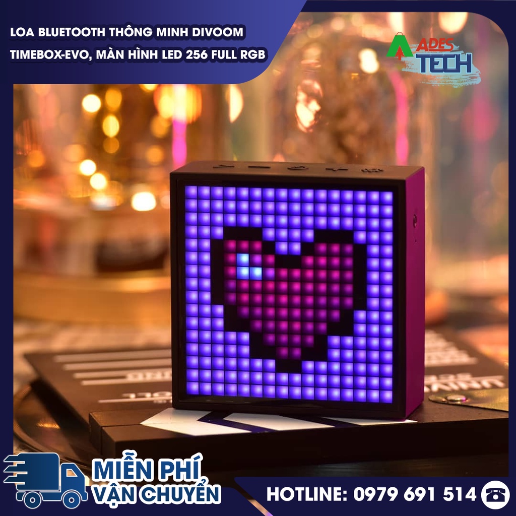 Loa Nghe Nhạc Bluetooth Divoom Timebox Evo | Loa Nghe Nhạc Thông Minh | màn hình LED 256 Full RGB