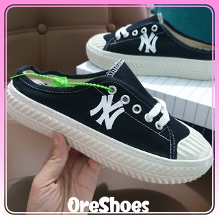 Giày sục mlb hoạ tiết đen, giày đạp gót cho nữ full box bill oreshoes gdg2