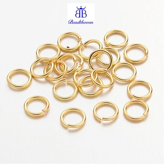 Beadthoven10g Nhẫn nhảy bằng đồng thau màu mạ vàng Đóng nhưng không kéo 18 thước đo 7x1mm Đường kính trong: 5mm
